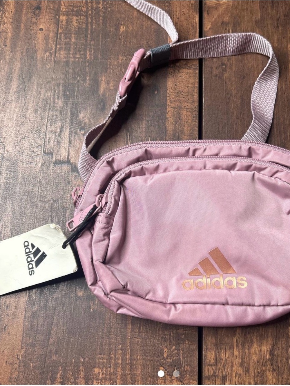 adidas Rose Pink Crossbody Waist Bag with Metallic Logo